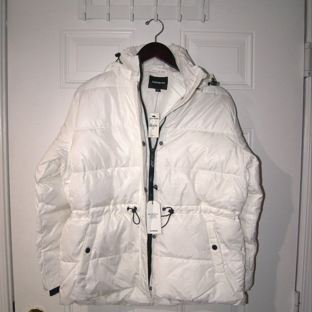 Express White Puffer Jacket - Size S